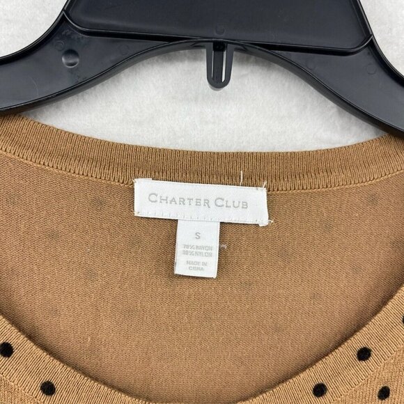 Charter Club Sweater Women's S Brown Black Polka Button Up Long Sleeves Cardigan - Picture 10 of 11